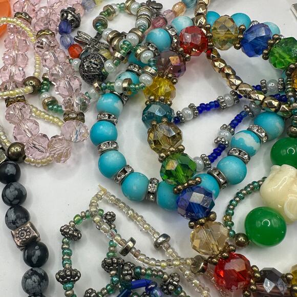 Bracelet Lot 23 beaded Craft Lot Stretch Boho Sparkle Mixed bundle - Picture 11 of 11